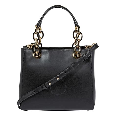 michael kors cynthia small leather satchel black